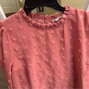 Ladies like newrose colored Swiss dots Andree by Unit blouse size medium